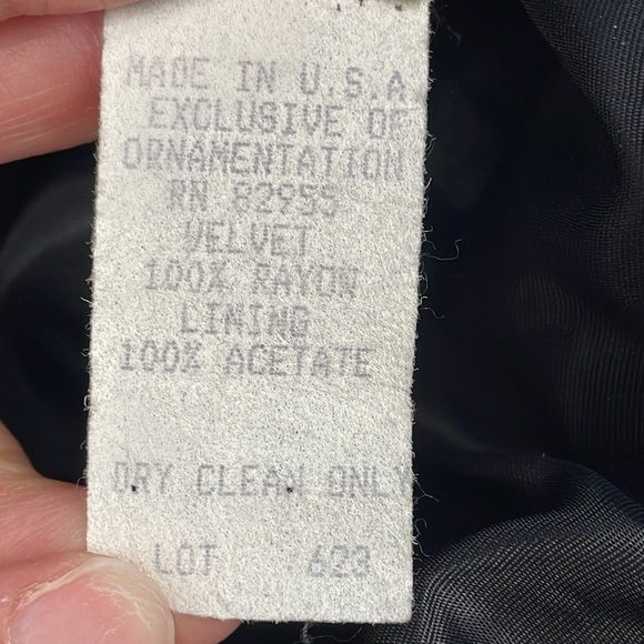 Vintage Velvet V Waist Midi Dress Lace Collar Off the Shoulder Black - Picture 12 of 12